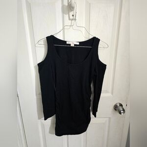 Boston Proper Womens Cold-Shoulder Top Ruched Black Size XS